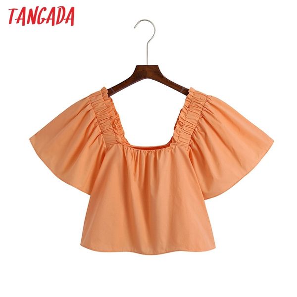women retro solid crop flare short sleeve summer chic female shirt 6z36 210416, White
women retro solid crop flare short sleeve summer chic female shirt 6z36 210416, White
