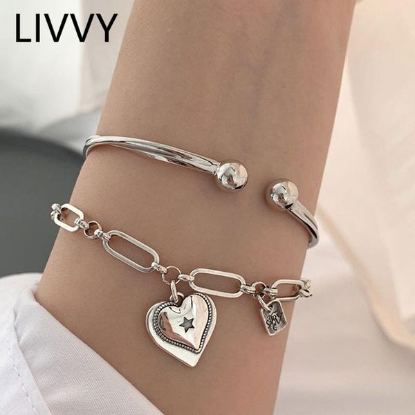 link, chain livvy thai silver color minimalist love heart bracelets for women fashion unique design simple vintage party jewelry gifts, Black
link, chain livvy thai silver color minimalist love heart bracelets for women fashion unique design simple vintage party jewelry gifts, Black