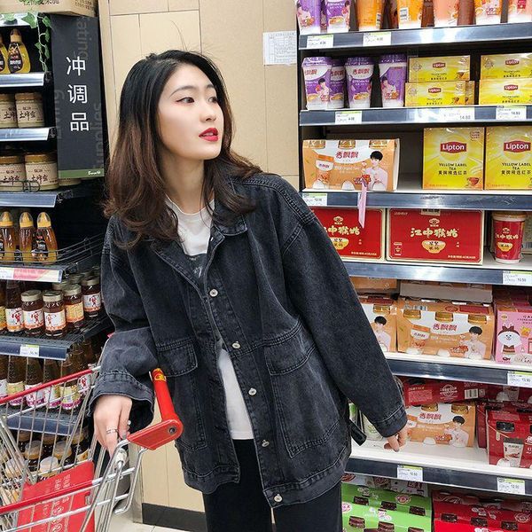 women's jackets women's casual jean coats 2021 autumn women loose denim jacket long sleeve female girls outwear oversize y880, Black;brown
women's jackets women's casual jean coats 2021 autumn women loose denim jacket long sleeve female girls outwear oversize y880, Black;brown