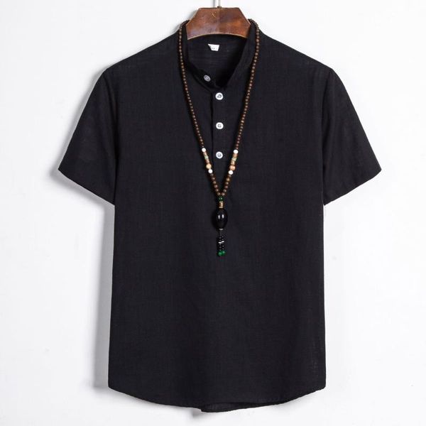 men's casual shirts solid mens shirt 2021 linen short sleeve men loose breathable camisas stand collar plus size chemise homme 8+color, White;black
men's casual shirts solid mens shirt 2021 linen short sleeve men loose breathable camisas stand collar plus size chemise homme 8+color, White;black