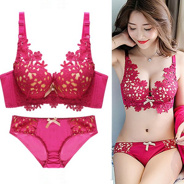 59% off factory outlet store 471# lace bra set without steel ring, Red;black