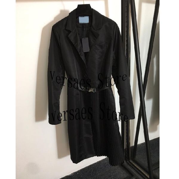 women's trench coats luxury design high-end safety buckle belt waist closing fashion long sleeve dress temperament versatile windbreake, Tan;black
women's trench coats luxury design high-end safety buckle belt waist closing fashion long sleeve dress temperament versatile windbreake, Tan;black