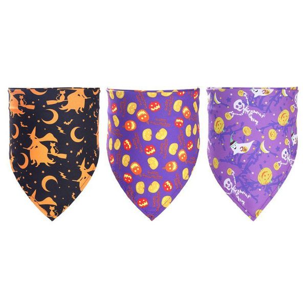 

3pcs halloween dog bandanas thanksgiving pumpkin pet scarf neckerchief washable puppy triangle bibs handkerchiefs saliva lxac apparel