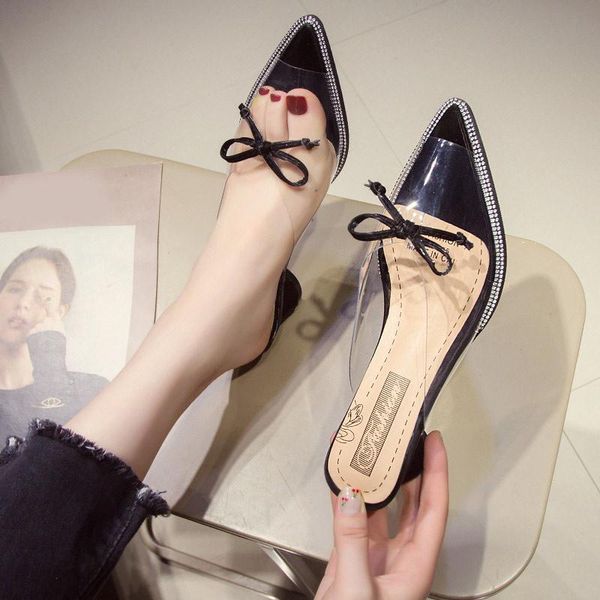 slippers women crystal pointed toe bowtie transparent jelly shoes low heels ladies slides fashion casual outside female sandals, Black
slippers women crystal pointed toe bowtie transparent jelly shoes low heels ladies slides fashion casual outside female sandals, Black
