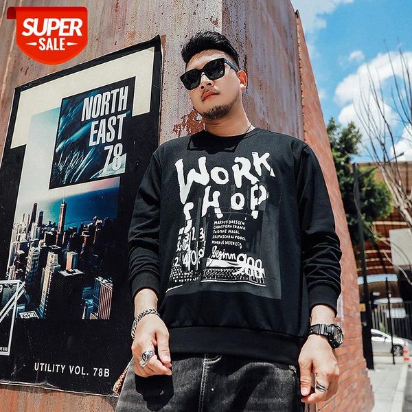 men's sweater letter printing round neck loose and fat increase street trend long-sleeved #tv0j, Black
men's sweater letter printing round neck loose and fat increase street trend long-sleeved #tv0j, Black