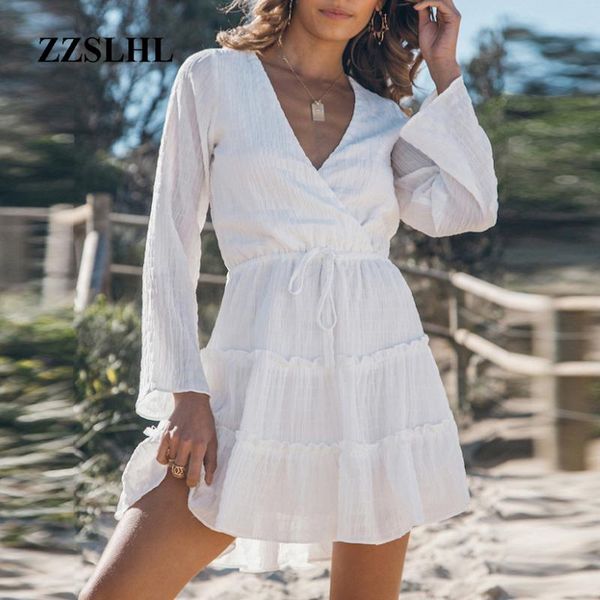casual dresses deep v neck white dress women long sleeve mini bandage fashion pleated lady summer vestidos mujer, Black;gray
casual dresses deep v neck white dress women long sleeve mini bandage fashion pleated lady summer vestidos mujer, Black;gray