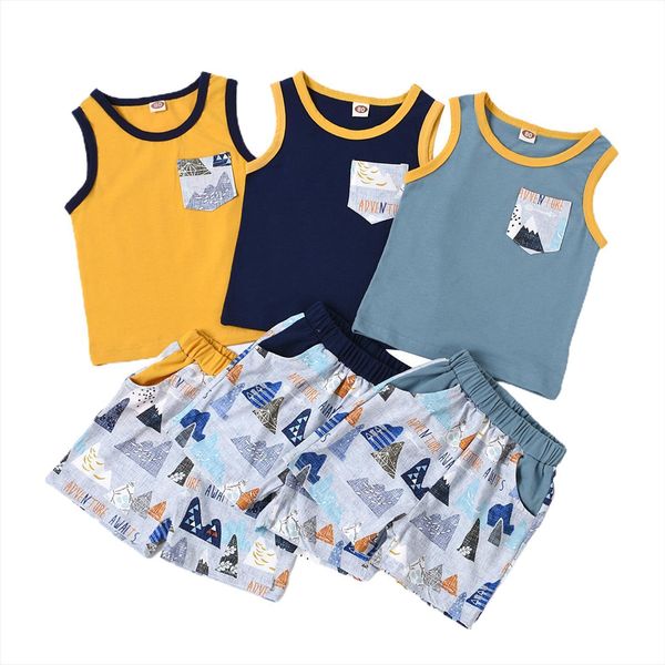 boys casual two piece clothes set, sleeveless round collar shorts, navy blue yellow, White
boys casual two piece clothes set, sleeveless round collar shorts, navy blue yellow, White