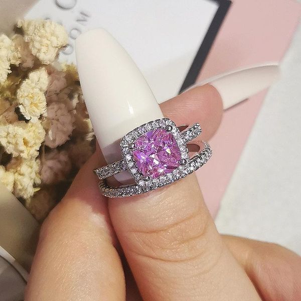 cluster rings 925 sterling silver 2021 wedding engagement set for women finger band fashion bridal jewelry moonso r1090-pink, Golden;silver
cluster rings 925 sterling silver 2021 wedding engagement set for women finger band fashion bridal jewelry moonso r1090-pink, Golden;silver
