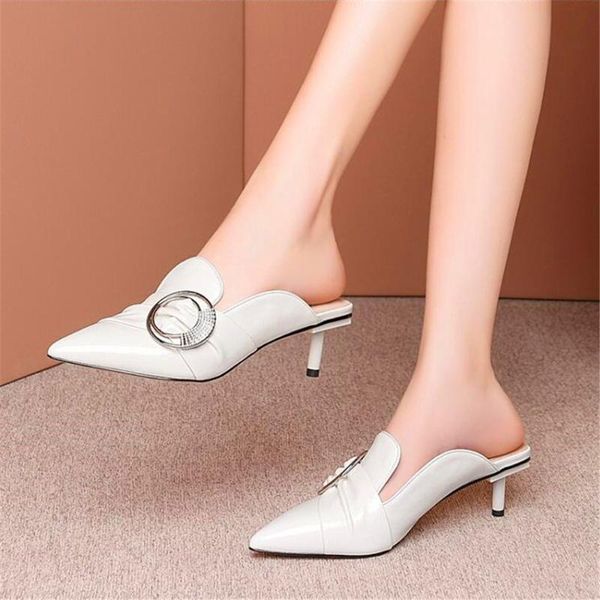 slippers fashionable personality spring and autumn pointed high-heeled metal buckle accessories stiletto heel ladies, Black
slippers fashionable personality spring and autumn pointed high-heeled metal buckle accessories stiletto heel ladies, Black