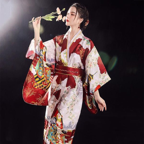 ethnic clothing satin women japanese kimono bathrobe gown v-neck evening party prom vintage cosplay costume yukata costumes with obi, Red
ethnic clothing satin women japanese kimono bathrobe gown v-neck evening party prom vintage cosplay costume yukata costumes with obi, Red