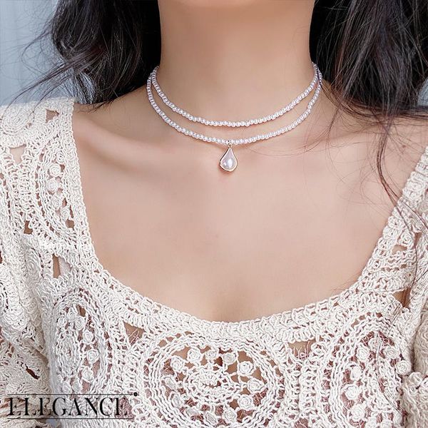 pendant necklaces pearl necklace water drop shape retro simple double female tide clavicle chain short neckband neck jewelry, Silver
pendant necklaces pearl necklace water drop shape retro simple double female tide clavicle chain short neckband neck jewelry, Silver
