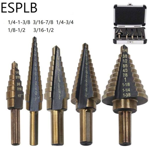 professional drill bits esplb 5pcs hss cobalt titanium step multiple hole 50 sizes high speed steel cone cutter bit
professional drill bits esplb 5pcs hss cobalt titanium step multiple hole 50 sizes high speed steel cone cutter bit