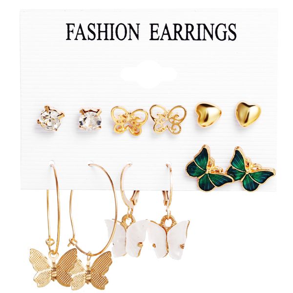 fashion geometric acrylic butterfly dangle earring set for woman trendy crystal heart gold metal small earrings jewelry gifts, Silver
fashion geometric acrylic butterfly dangle earring set for woman trendy crystal heart gold metal small earrings jewelry gifts, Silver