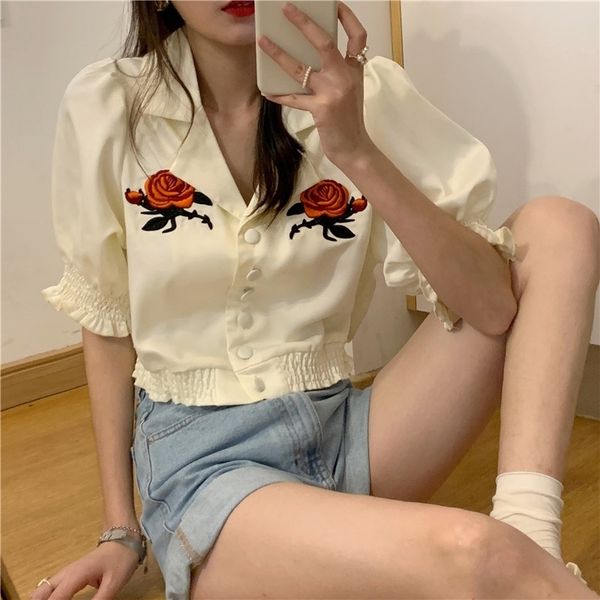 comelwomen chic blouse floral femme gentle short shirts office lady high waist streetwear summer 210515, White
comelwomen chic blouse floral femme gentle short shirts office lady high waist streetwear summer 210515, White