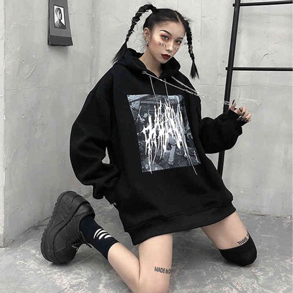 women's hoodies & sweatshirts streetwear harajuku gothic hoodie korean oversize loose long sleeve hooded sweatshirt winter hip hop wome, Black
women's hoodies & sweatshirts streetwear harajuku gothic hoodie korean oversize loose long sleeve hooded sweatshirt winter hip hop wome, Black