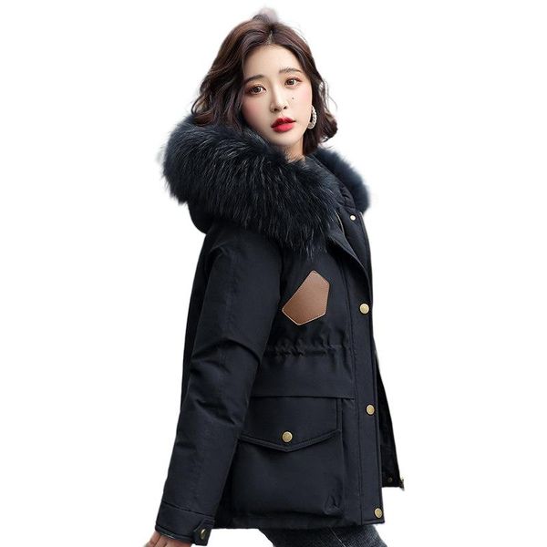 women's down & parkas plus size s-3xl short parker coat 2021 winter hooded fur lining thickened warm slim female outwear, Black
women's down & parkas plus size s-3xl short parker coat 2021 winter hooded fur lining thickened warm slim female outwear, Black