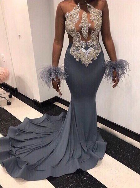 2021 plus size arabic aso ebi grey luxurious mermaid prom dresses beaded crystals sheer neck evening formal party second reception gowns dre, Black
2021 plus size arabic aso ebi grey luxurious mermaid prom dresses beaded crystals sheer neck evening formal party second reception gowns dre, Black