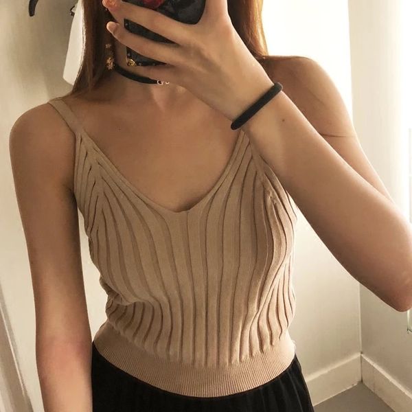 women's t-shirt 082002 women knitted crop sleeveless ped vest slim sling tank v-neck plain camisole high elastic camis cr, White
women's t-shirt 082002 women knitted crop sleeveless ped vest slim sling tank v-neck plain camisole high elastic camis cr, White