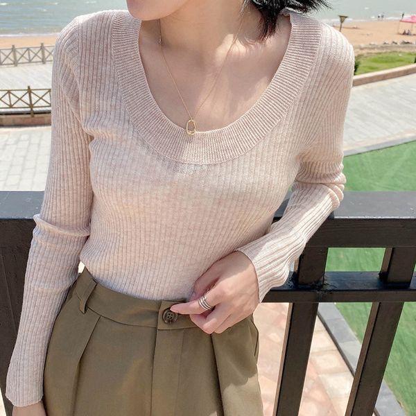 women's knits & tees u neck wool blend slim woman knitted sweater knitwear long sleeve fashion cashmere sweaters womens autumn win, White
women's knits & tees u neck wool blend slim woman knitted sweater knitwear long sleeve fashion cashmere sweaters womens autumn win, White