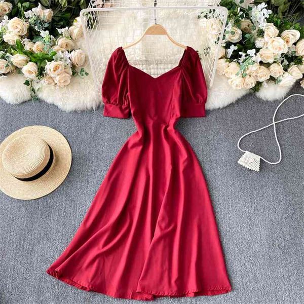summer retro fashion temperament vestidos female v-neck puff sleeve waist thin french midi dress gk232 210507, Black;gray
summer retro fashion temperament vestidos female v-neck puff sleeve waist thin french midi dress gk232 210507, Black;gray