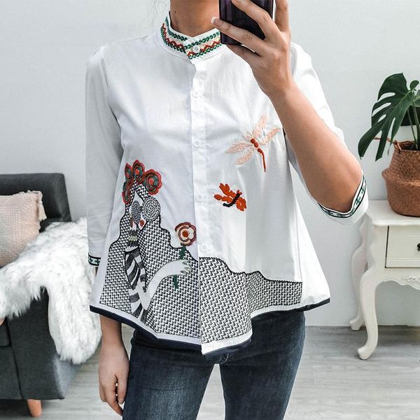 abstract embroidery summer womens shirts autumn fashion 3 4 sleeve casual blouses ladies white stand collor letter doll
abstract embroidery summer womens shirts autumn fashion 3 4 sleeve casual blouses ladies white stand collor letter doll