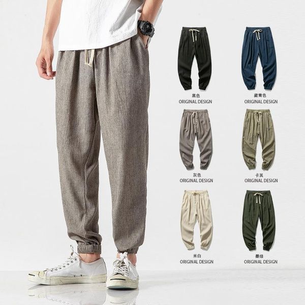 spring summer japanese men's large size linen pants fashion trendy harem solid color tie casual, Black
spring summer japanese men's large size linen pants fashion trendy harem solid color tie casual, Black