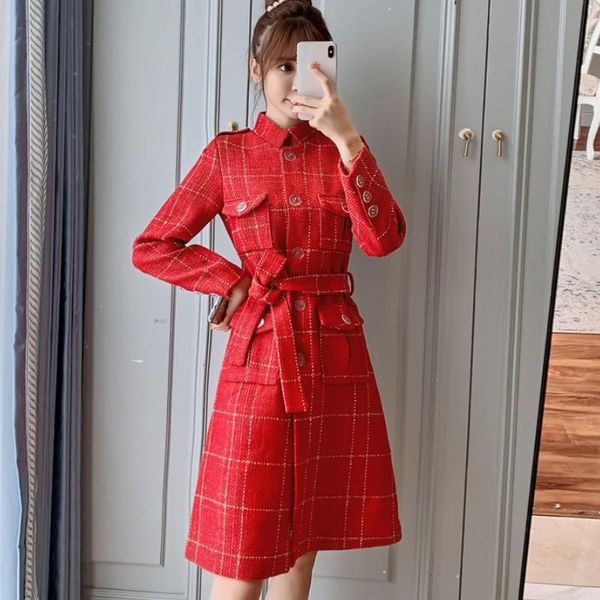 women's wool & blends women work red plaid tweed vintage office long sleeve single-breasted jacket coat 2021 autumn winter woolen outer, Black
women's wool & blends women work red plaid tweed vintage office long sleeve single-breasted jacket coat 2021 autumn winter woolen outer, Black