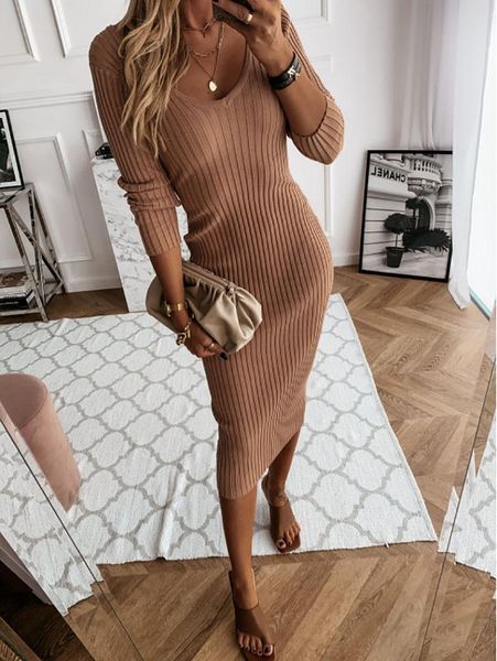 casual dresses autumn winter ribbed knitted sweater dress women v-neck long sleeve basic base fashion solid elastic slim party, Black;gray
casual dresses autumn winter ribbed knitted sweater dress women v-neck long sleeve basic base fashion solid elastic slim party, Black;gray