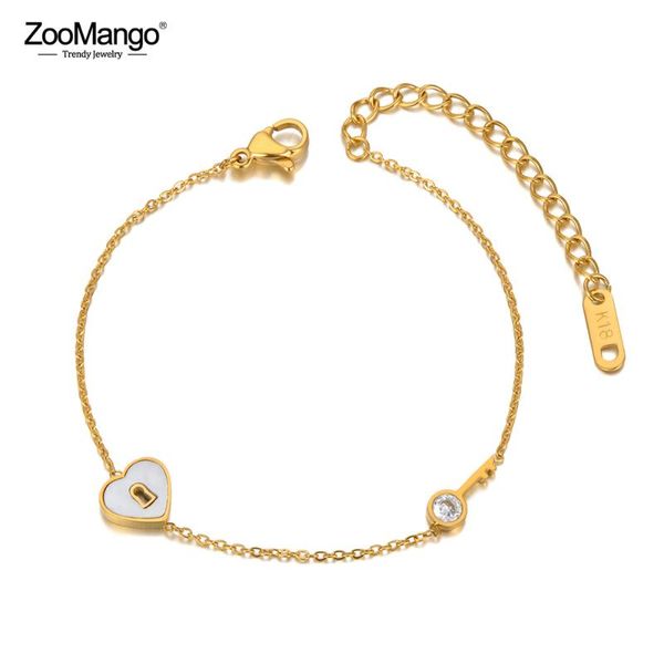 charm bracelets zoomango trendy bohemia cubic zirconia chain & link bracelet titanium steel shell lock key for women zb20135, Golden;silver
charm bracelets zoomango trendy bohemia cubic zirconia chain & link bracelet titanium steel shell lock key for women zb20135, Golden;silver