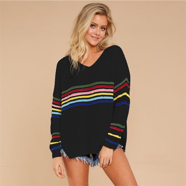 women pullovers autumn winter cashmer sweater fashion striped long sleeve v-neck warm thickness loose 210422, White;black
women pullovers autumn winter cashmer sweater fashion striped long sleeve v-neck warm thickness loose 210422, White;black