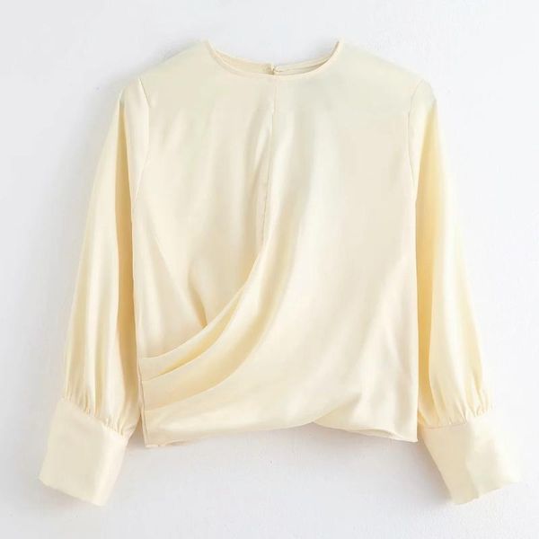 women pleating decoration satin shirts smock female nine quarter sleeve blouses casual lady loose blusas s8269 women's &, White
women pleating decoration satin shirts smock female nine quarter sleeve blouses casual lady loose blusas s8269 women's &, White