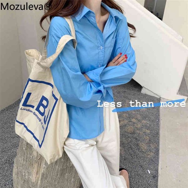 shirt moluleva 2021 spring summer casual loose blouses minimum single-breasted female blue shirts, White
shirt moluleva 2021 spring summer casual loose blouses minimum single-breasted female blue shirts, White