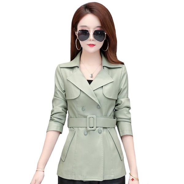 women's leather & faux jacket pu windbreaker trench coats with belt spring autumn casual turn-down collar women coat elegant, Black
women's leather & faux jacket pu windbreaker trench coats with belt spring autumn casual turn-down collar women coat elegant, Black