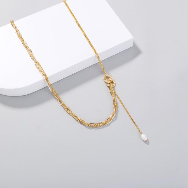 chains luxury fashion double lock pearl clavicle chain creative zircon design necklace gold ladies jewelry accessories gift, Silver
chains luxury fashion double lock pearl clavicle chain creative zircon design necklace gold ladies jewelry accessories gift, Silver