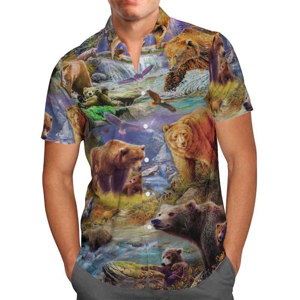 men's casual shirts animals bear 3d printed beach hawaiian 2021 summer shirt short sleeve streetwear oversized 5xl camisa social chemis, White;black
men's casual shirts animals bear 3d printed beach hawaiian 2021 summer shirt short sleeve streetwear oversized 5xl camisa social chemis, White;black