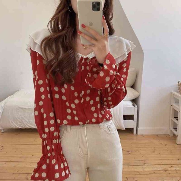 women's two piece pants 2021 red polka dots plus size fairy stylish femme chic all match elegance princess girls loose shirts, White
women's two piece pants 2021 red polka dots plus size fairy stylish femme chic all match elegance princess girls loose shirts, White