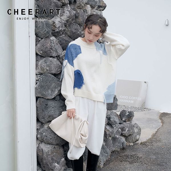 japanese fashion women sweater pullover white loose knitted jumper color block winter 210427, White;black
japanese fashion women sweater pullover white loose knitted jumper color block winter 210427, White;black