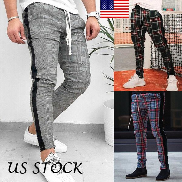 men's pants mens trousers plaid tracksuit bottoms skinny joggers sweat track, Black
men's pants mens trousers plaid tracksuit bottoms skinny joggers sweat track, Black