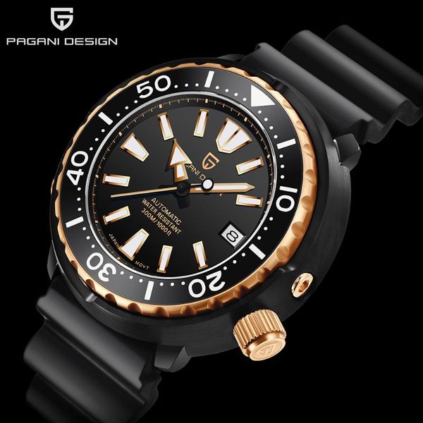 wristwatches pagani design men's sports mechanical watch 45mm large dial stainless steel waterproof sapphire glass 300m diver, Slivery;brown
wristwatches pagani design men's sports mechanical watch 45mm large dial stainless steel waterproof sapphire glass 300m diver, Slivery;brown