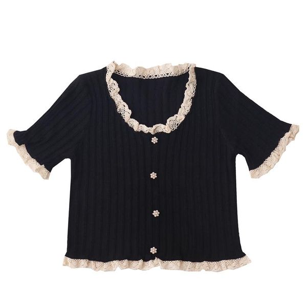summer french delicate women pearl short tee o-neck lace knitted girl sweet casual retro ruffles tunic shirt women's t-shirt, White
summer french delicate women pearl short tee o-neck lace knitted girl sweet casual retro ruffles tunic shirt women's t-shirt, White