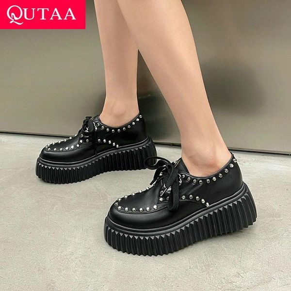 dress shoes qutaa 2022 lace up platform fashion women genuine leather rivet autumn ladies pumps round toe high heels size 34-39, Black
dress shoes qutaa 2022 lace up platform fashion women genuine leather rivet autumn ladies pumps round toe high heels size 34-39, Black