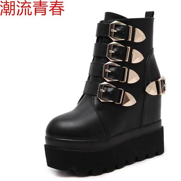 boots fashion women gothic lace up ankle platform punk shoes sequined buckle strap ultra very high heel 13cm chunky, Black
boots fashion women gothic lace up ankle platform punk shoes sequined buckle strap ultra very high heel 13cm chunky, Black