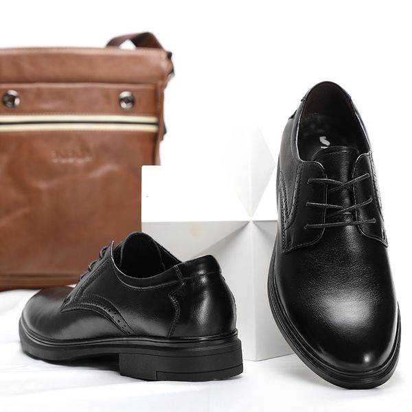 dress shoes genuine leather men's business casual british style comfortable cowhide thick bottom wear resistant soft soles men bdle, Black
dress shoes genuine leather men's business casual british style comfortable cowhide thick bottom wear resistant soft soles men bdle, Black