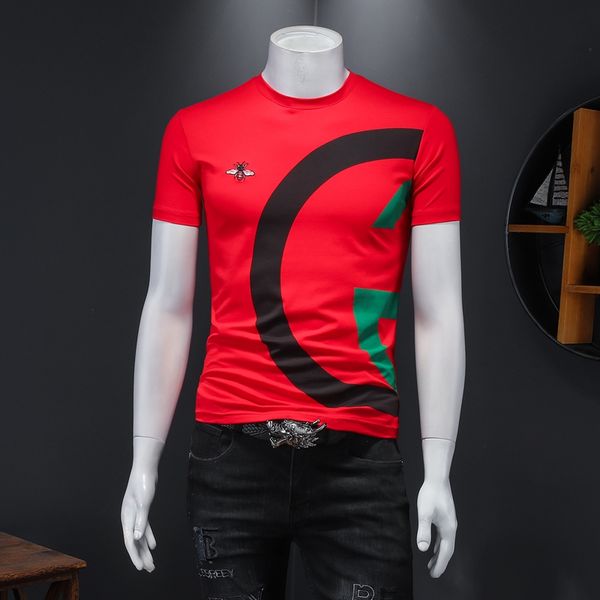 2021 summer embroidered little bee trend short sleeve t-shirt men's slim body shirt wild personality handsome bottom shirt, White;black
2021 summer embroidered little bee trend short sleeve t-shirt men's slim body shirt wild personality handsome bottom shirt, White;black