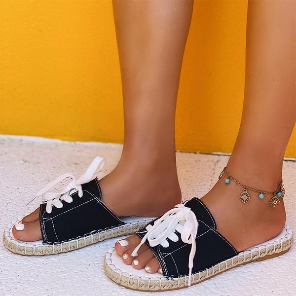 slippers 2021 women lace up canvas summer woman sewing flats ladies beach shoes female casual footwear women's plus size, Black
slippers 2021 women lace up canvas summer woman sewing flats ladies beach shoes female casual footwear women's plus size, Black