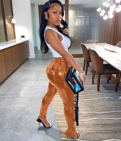 women's leggings winter pu leather golden pencil trousers women high street skinny casual split pants, Black
women's leggings winter pu leather golden pencil trousers women high street skinny casual split pants, Black