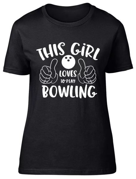 This Girl Loves to Play Bowling Womens Ladies Fitted T-Shirt, White;black
This Girl Loves to Play Bowling Womens Ladies Fitted T-Shirt, White;black
