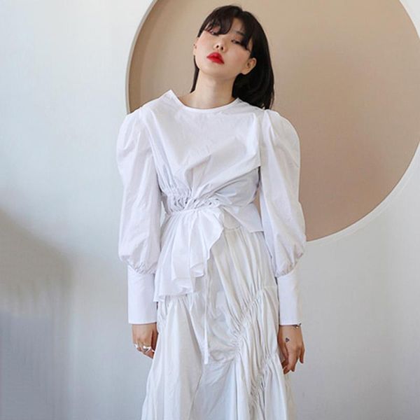 two piece dress europe fashion women's sets spring 2021 irregular puff sleeve shirt women cotton high waist drawstring pieces v859, White
two piece dress europe fashion women's sets spring 2021 irregular puff sleeve shirt women cotton high waist drawstring pieces v859, White