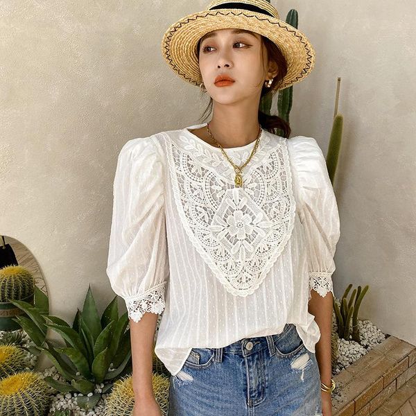 women's blouses & shirts fairynatural patchwork ladies lace hollow out 2021 summer casual women bohemian loose puff sleeve, White
women's blouses & shirts fairynatural patchwork ladies lace hollow out 2021 summer casual women bohemian loose puff sleeve, White