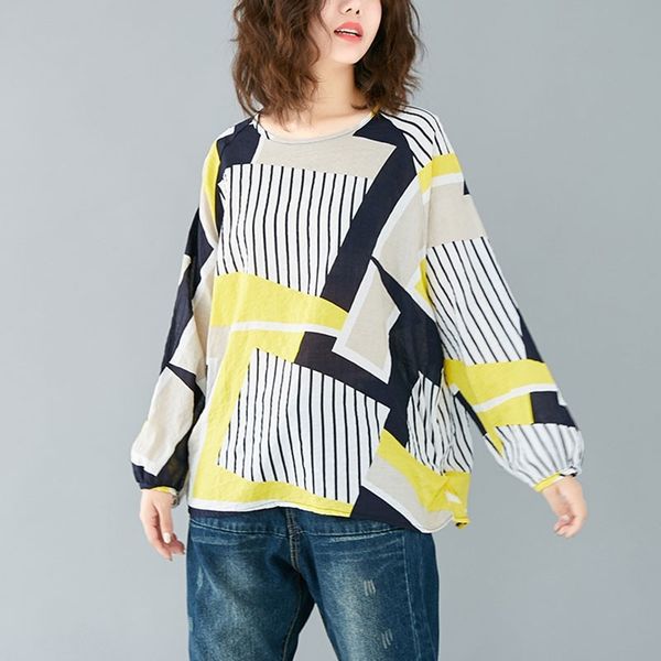 women cotton linen long sleeve t-shirts new autumn vinatge striped loose comfortable female casual tees s1736 210412, White
women cotton linen long sleeve t-shirts new autumn vinatge striped loose comfortable female casual tees s1736 210412, White